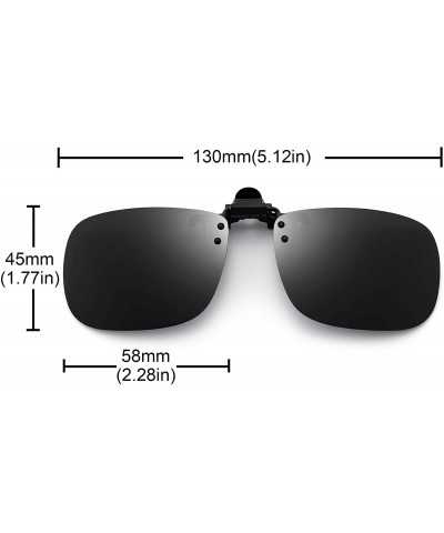 Square Polarized Clip on Sunglasses Frameless Flip Up Lens for Prescription Glasses - Grey - CH18TCKDC3I $26.58