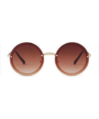 Round Vintage Fashion Round Sunglasses Women Luxury Retro RimlFrame Sun Glasses Lady FeShades NO Chain S018 - CG198AHRT8E $38.62