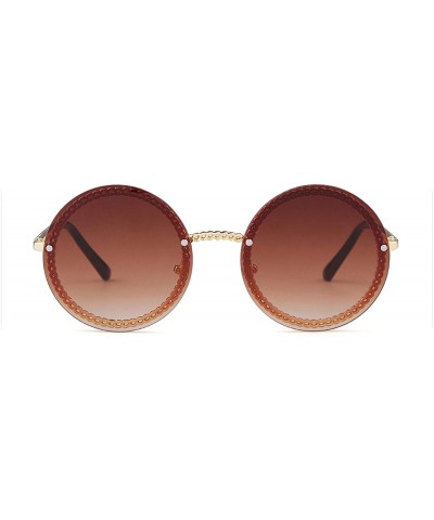 Round Vintage Fashion Round Sunglasses Women Luxury Retro RimlFrame Sun Glasses Lady FeShades NO Chain S018 - CG198AHRT8E $18.30