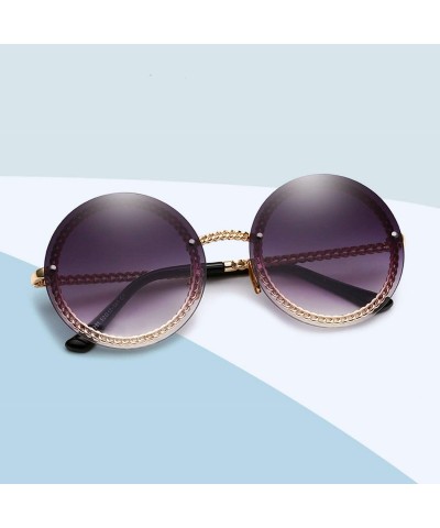 Round Vintage Fashion Round Sunglasses Women Luxury Retro RimlFrame Sun Glasses Lady FeShades NO Chain S018 - CG198AHRT8E $18.30