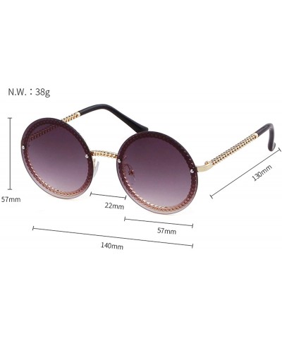 Round Vintage Fashion Round Sunglasses Women Luxury Retro RimlFrame Sun Glasses Lady FeShades NO Chain S018 - CG198AHRT8E $18.30