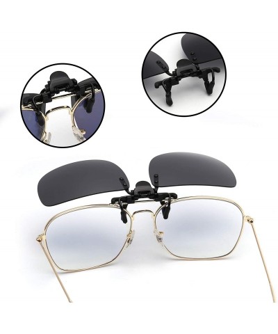 Square Polarized Clip on Sunglasses Frameless Flip Up Lens for Prescription Glasses - Grey - CH18TCKDC3I $26.94