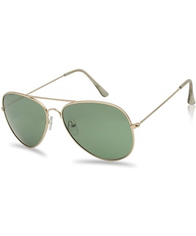 Oversized 53mm Polarized Aviator Sunglasses Oversize Unisex Classic Eyeglasses - Gold - Green Lens - CG187IXZTDI $19.40