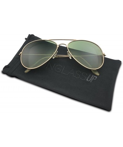 Oversized 53mm Polarized Aviator Sunglasses Oversize Unisex Classic Eyeglasses - Gold - Green Lens - CG187IXZTDI $8.28