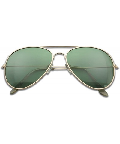 Oversized 53mm Polarized Aviator Sunglasses Oversize Unisex Classic Eyeglasses - Gold - Green Lens - CG187IXZTDI $8.28