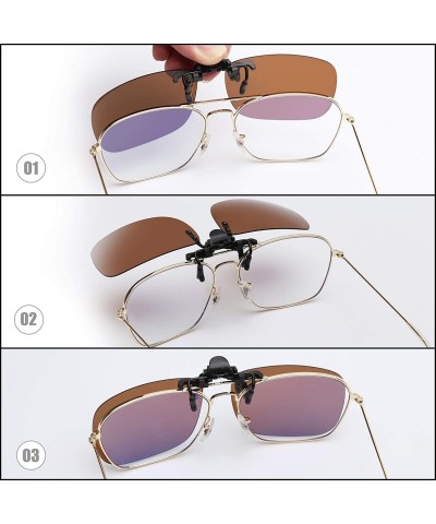 Square Polarized Clip on Sunglasses Frameless Flip Up Lens for Prescription Glasses - Grey - CH18TCKDC3I $26.58