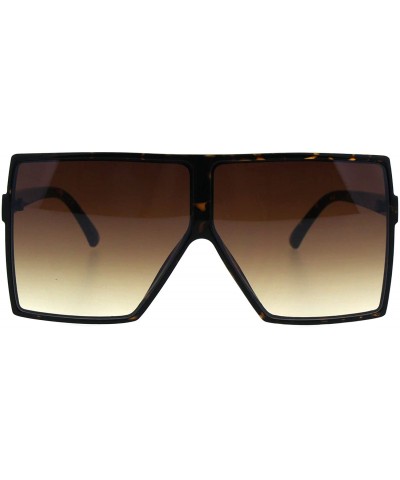 Rectangular Squared Oversize Rectangular Mob Thin Plastic Racer Sunglasses - Tortoise Brown - CJ18GDWY9XH $12.81