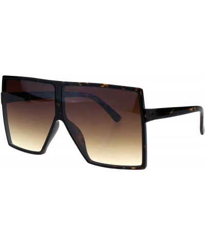 Rectangular Squared Oversize Rectangular Mob Thin Plastic Racer Sunglasses - Tortoise Brown - CJ18GDWY9XH $12.81