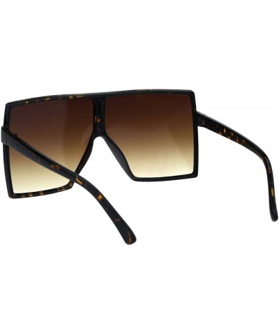 Rectangular Squared Oversize Rectangular Mob Thin Plastic Racer Sunglasses - Tortoise Brown - CJ18GDWY9XH $12.81