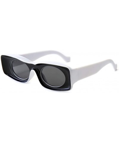Rectangular Vintage Rectangular Sunglasses Women Colorful Female Sun Glasses for Party Decoration - White With Black - CJ18AL...