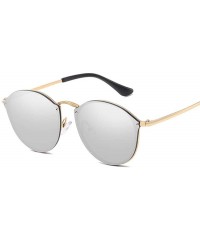 Aviator Round Sunglasses Vintage Brand Designer Black Mirror Sunglasses For GoldSilver - Goldpink - C618Y5UZ2S2 $9.12