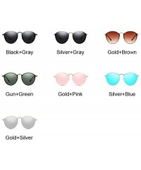 Aviator Round Sunglasses Vintage Brand Designer Black Mirror Sunglasses For GoldSilver - Goldpink - C618Y5UZ2S2 $9.12