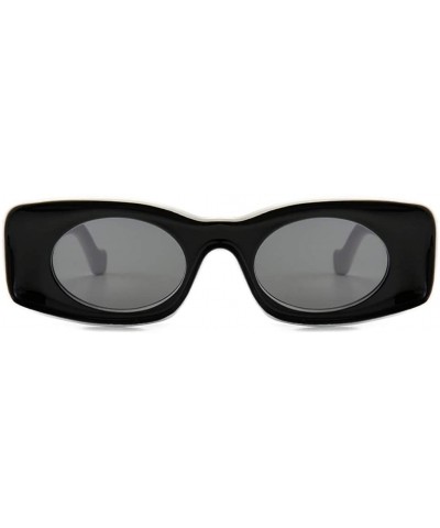 Rectangular Vintage Rectangular Sunglasses Women Colorful Female Sun Glasses for Party Decoration - White With Black - CJ18AL...