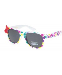 Rectangular Girls Fun Cute Pattern Bow Trim Plastic Horn Rim Sunglasses - Heart Red Bow - CG18NCIZCSN $11.28