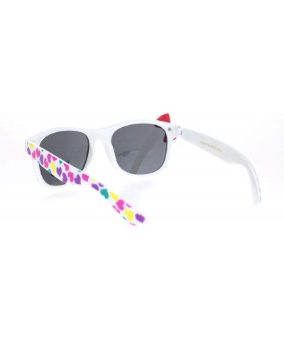 Rectangular Girls Fun Cute Pattern Bow Trim Plastic Horn Rim Sunglasses - Heart Red Bow - CG18NCIZCSN $11.28