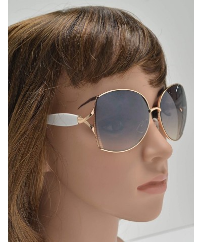 Butterfly Womens Fashion Classic Butterfly Sunglasses - UV 400 Protection - White Gold + Gradient - CY194QAYTAY $14.35