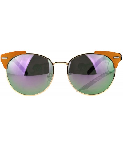 Round Retro Vintage Style Half Rim Horned Tip Hipster Mens Sunglasses - Orange Purple - CS12O6IWB2I $18.15