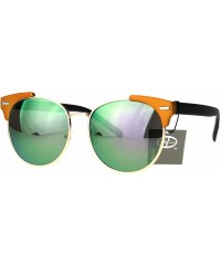 Round Retro Vintage Style Half Rim Horned Tip Hipster Mens Sunglasses - Orange Purple - CS12O6IWB2I $12.27