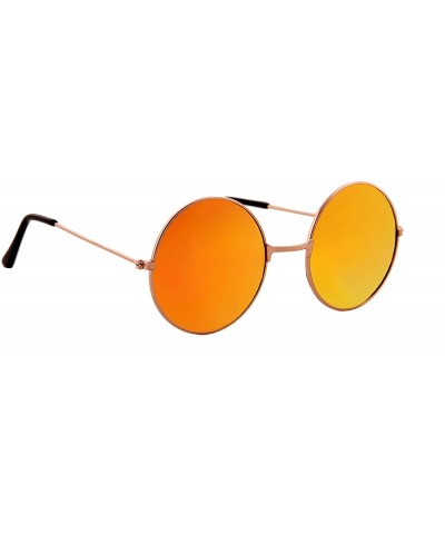 Goggle Unisex Sunglasses Mirror Round Circle Lens Retro Small Metal Frame - C318UN23MX8 $11.16