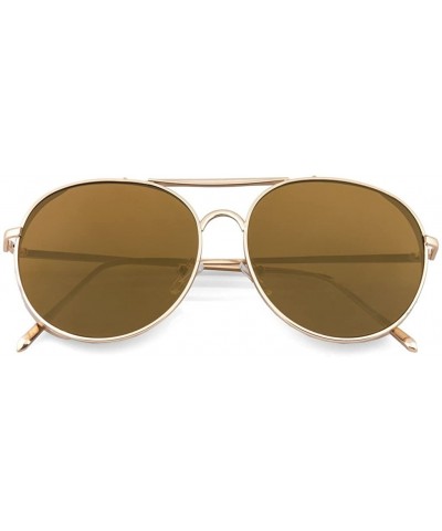 Aviator Classic Brow Bar Aviator Flat Lens Sunglasses"Max" (Gold - As Shown) - CM12NZD2TXW $10.94