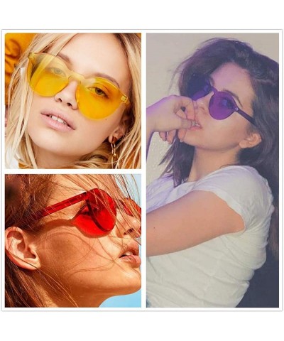 Semi-rimless 6 Pack Neon Rimless Sunglasses One Piece Transparent Candy Color Eyewear - Semi Round - C918TMODUUH $20.45