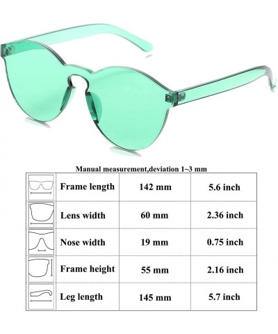 Semi-rimless 6 Pack Neon Rimless Sunglasses One Piece Transparent Candy Color Eyewear - Semi Round - C918TMODUUH $20.45