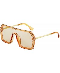 Oversized Retro Oversized Shield Sunglasses Rimless Flat Top Mirror Glasses Women Men - Silver and Orange - C318Y66DDWX $14.12
