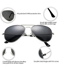 Sport Classic Polarized Aviator Sunglasses for Men Women Metal Frame Mirrored UV400 Lens - 58mm - 01 Silver/Black - CJ18NW5G5...