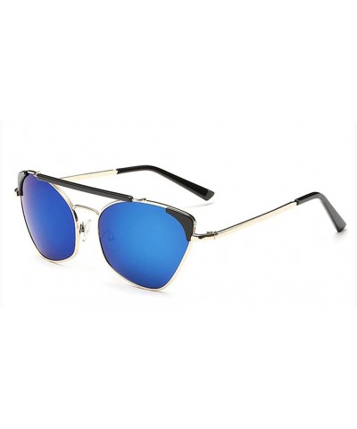 Rectangular New Arrive Cateye Sunglasses For Women Hollow Lens 56mm - Black/Blue - CY12E0NTETR $12.59