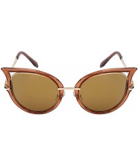 Cat Eye Chic Cut-Out Cat Eye Sunnies With Color Mirror Lens 32163-REV - Clear Brown - C512IK3V347 $12.38