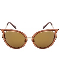 Cat Eye Chic Cut-Out Cat Eye Sunnies With Color Mirror Lens 32163-REV - Clear Brown - C512IK3V347 $12.38