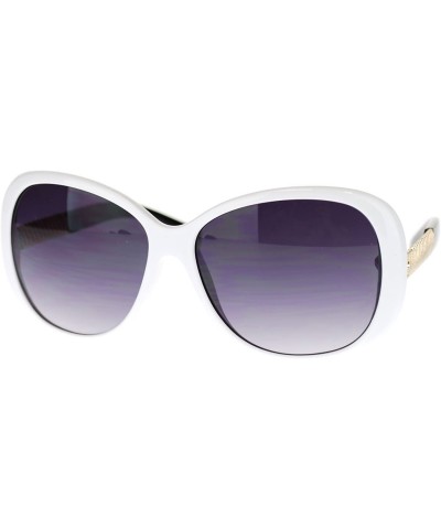 Butterfly Womens Metal Chain Oversized Large Butterfly Designer Fashion Sunglasses - White - CM11NV5CIRL $11.16