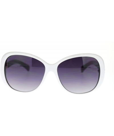 Butterfly Womens Metal Chain Oversized Large Butterfly Designer Fashion Sunglasses - White - CM11NV5CIRL $11.16