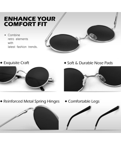 Round Retro John Lennon Sunglasses for Men Women Polarized Hippie Round Circle Sunglasses MFF7 - B 51mm Black Grey - CU186T3C...