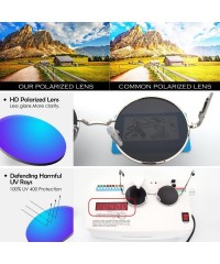 Round Retro John Lennon Sunglasses for Men Women Polarized Hippie Round Circle Sunglasses MFF7 - B 51mm Black Grey - CU186T3C...