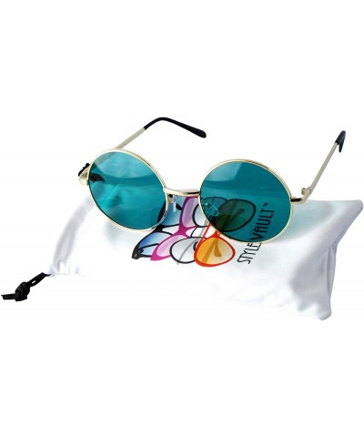 Round V105-VP 2" Lens Round Metal Sunglasses - 005 Gold-p Green - CK122BRPKAZ $12.43