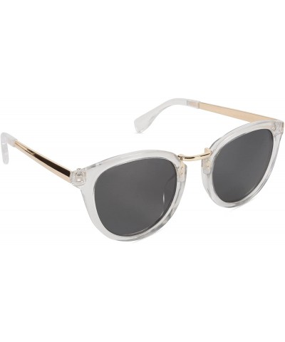 Square Retro Sunglasses Polarized Round - Shiny Crystal Frame/Smoke Lens - C418CZZQWXQ $32.77