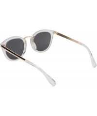 Square Retro Sunglasses Polarized Round - Shiny Crystal Frame/Smoke Lens - C418CZZQWXQ $13.62