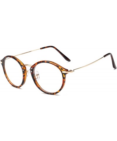Round Round Frame Nearsighted Glasses Male Female metal frame resin lenses - Leopard Print - CK18G6RSCWU $29.52