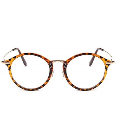 Round Round Frame Nearsighted Glasses Male Female metal frame resin lenses - Leopard Print - CK18G6RSCWU $29.52