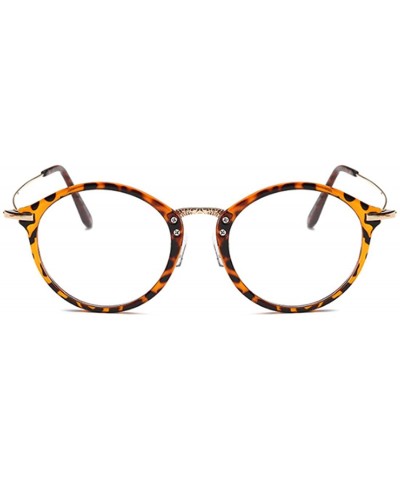 Round Round Frame Nearsighted Glasses Male Female metal frame resin lenses - Leopard Print - CK18G6RSCWU $29.52