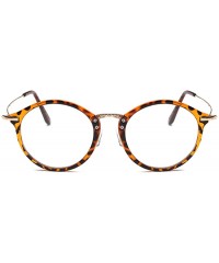 Round Round Frame Nearsighted Glasses Male Female metal frame resin lenses - Leopard Print - CK18G6RSCWU $29.52