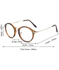 Round Round Frame Nearsighted Glasses Male Female metal frame resin lenses - Leopard Print - CK18G6RSCWU $29.52