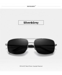 Square Polarized Square Sunglasses for Men Retro Classic sun glasses Women - Silver Grey - CL1929TMST2 $16.57