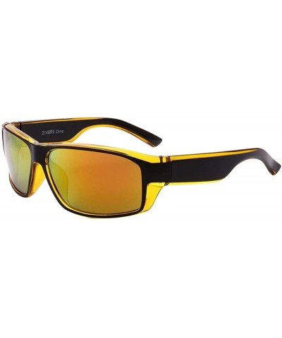 Wrap Men's Milestone Designer Fashion Sports Sunglasses for Baseball Cycling Fishing Golf - Yellow - CA18U42S0NI $18.27