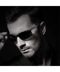 Rimless Men's Sunglasses Polarized Coating Mirror Glasses Male Eyewear Accessories - Black - CD194O5C3AX $23.42