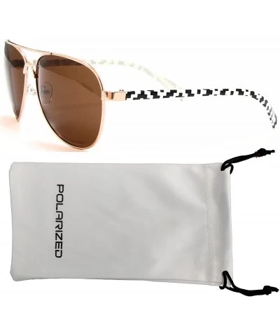 Aviator Women's Polarized Sunglasses Aztec Tribal Free White Microfiber Bag - Black & White Navajo - C211YL4UIEB $23.46