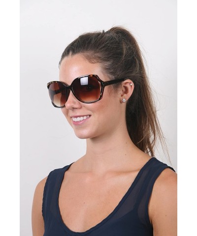 Oversized Retro Vintage Oversize Sunglasses P2143 - Tortoise/Gradientbrown Lens - C911NZCYD2N $9.02