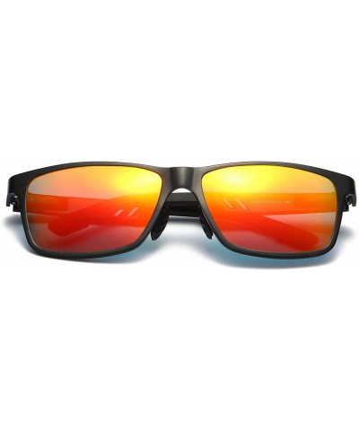 Rectangular Polarized Sunglasses Driving Photosensitive Glasses 100% UV protection - Black/Red - CG18SS92CQW $38.88