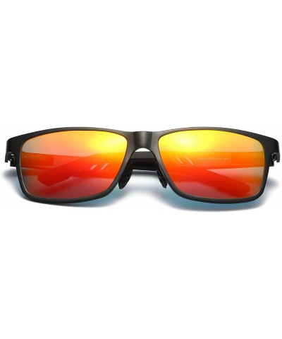 Rectangular Polarized Sunglasses Driving Photosensitive Glasses 100% UV protection - Black/Red - CG18SS92CQW $16.37